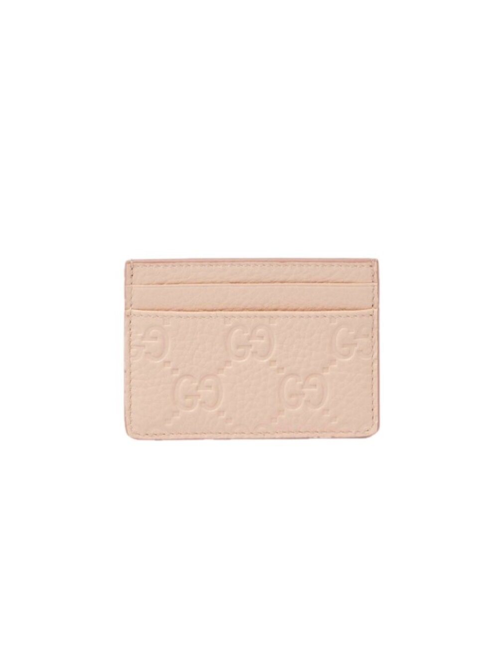 Gucci Women’s GG Emblem Brainy Calfskin Card Case Pink 815883